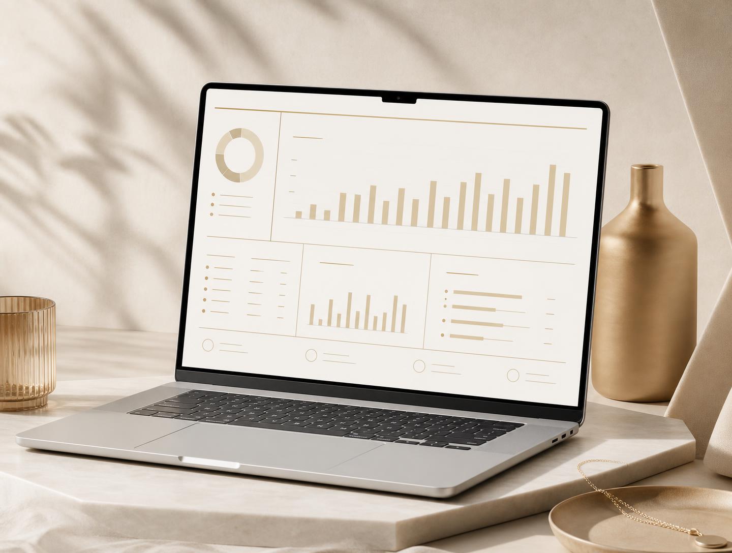 The Small Business Finance Dashboard displayed on a laptop